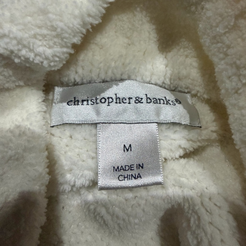 Y2K Christopher & Banks Ivory Cable-Knit Full Zip Cardigan - Picture 5 of 6